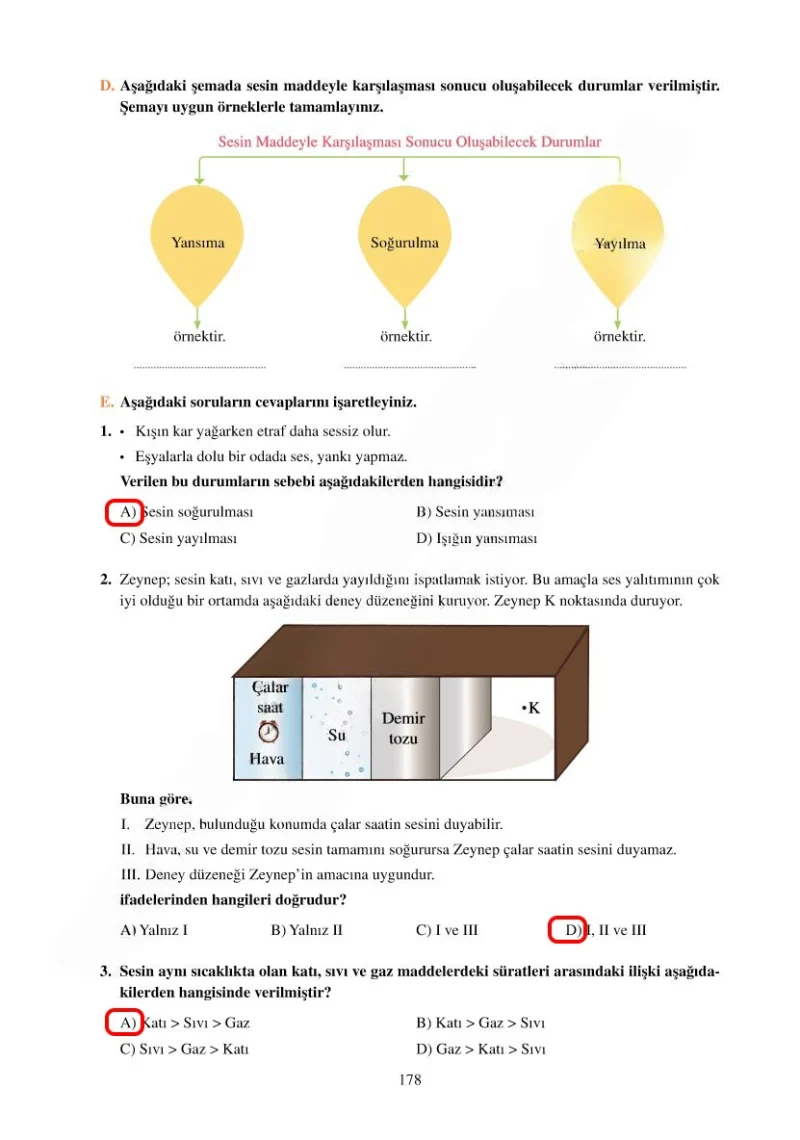 6. Sınıf Fen Bilimleri Ders Kitabı Cevapları Adım Adım Yayınları Sayfa 178 Çözüm Görseli