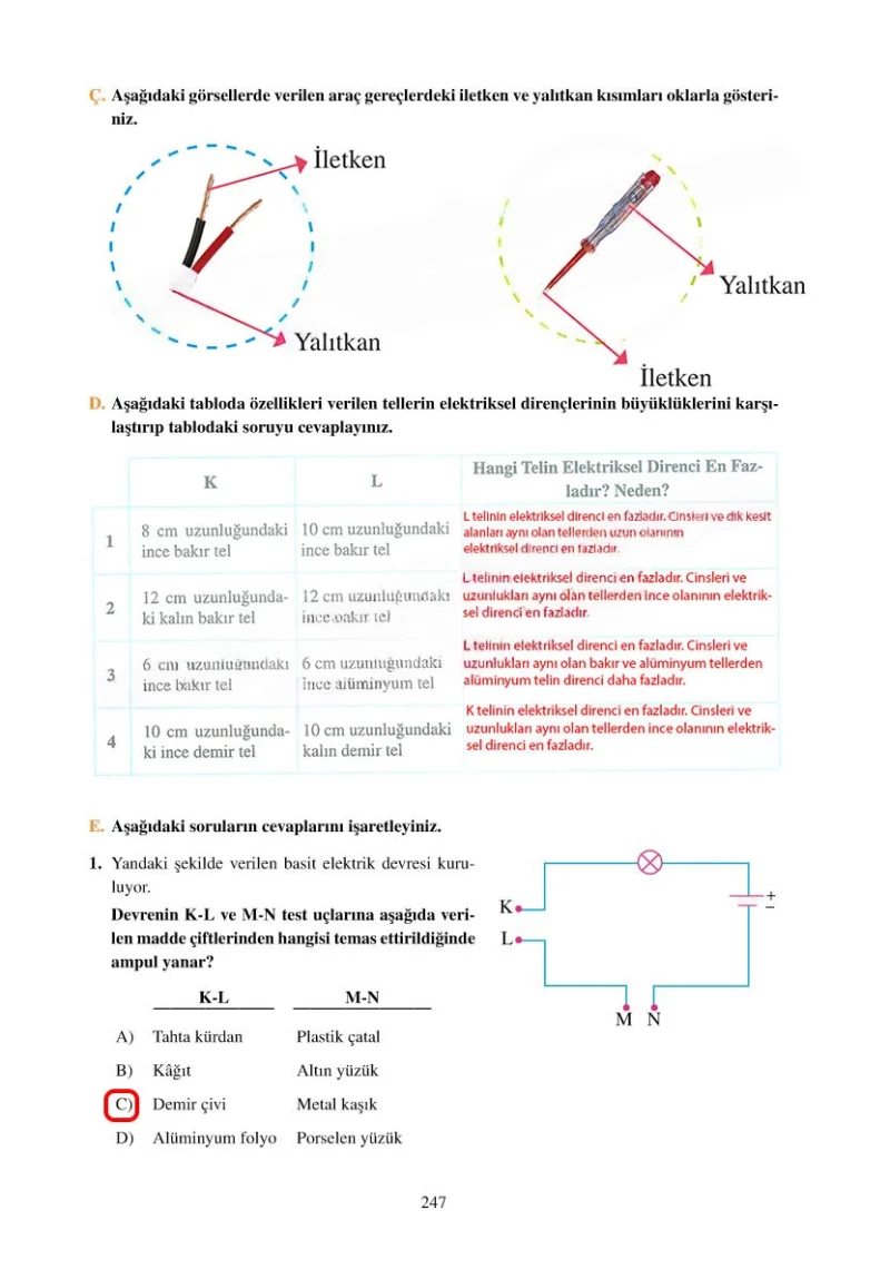 6. Sınıf Fen Bilimleri Ders Kitabı Cevapları Adım Adım Yayınları Sayfa 247 Çözüm Görseli