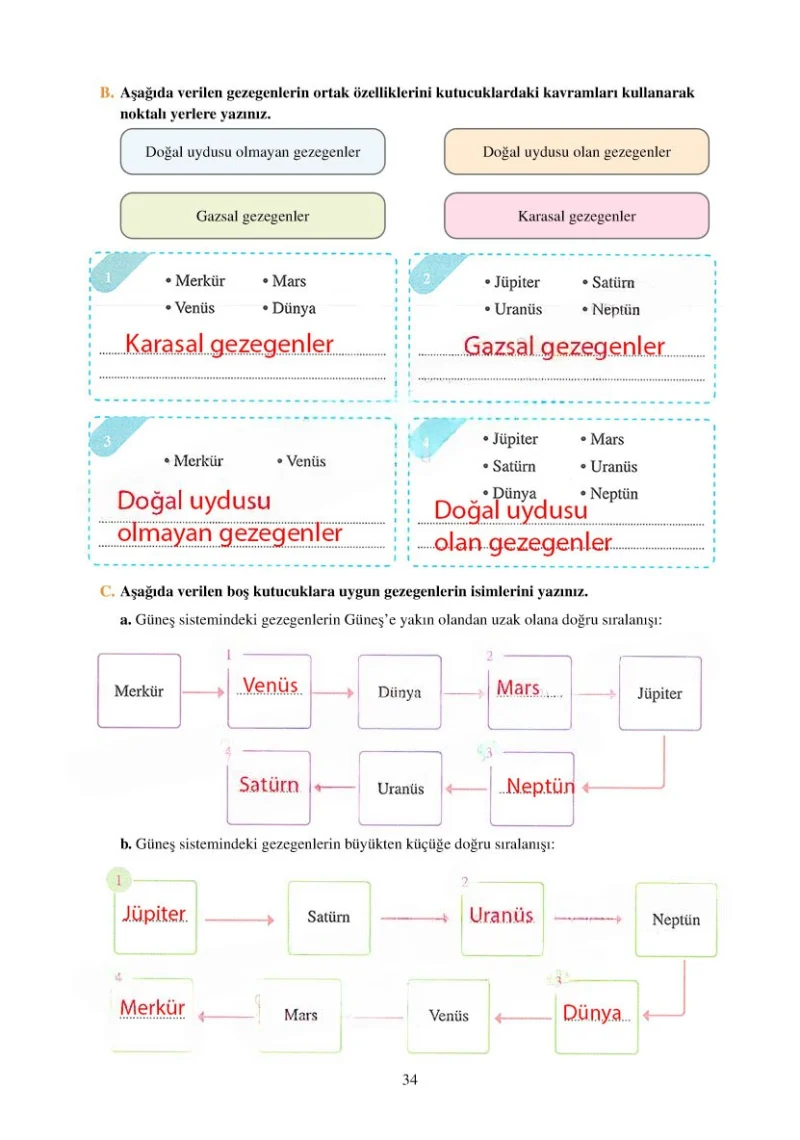 6. Sınıf Fen Bilimleri Ders Kitabı Cevapları Adım Adım Yayınları Sayfa 34 Çözüm Görseli