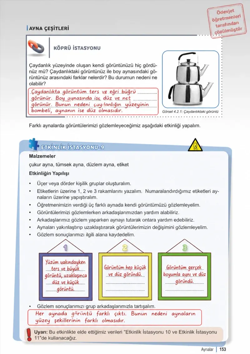 6. Sınıf Fen Bilimleri Ders Kitabı Cevapları Meb Yayınları 1. Kitap Sayfa 153 Çözüm Görseli