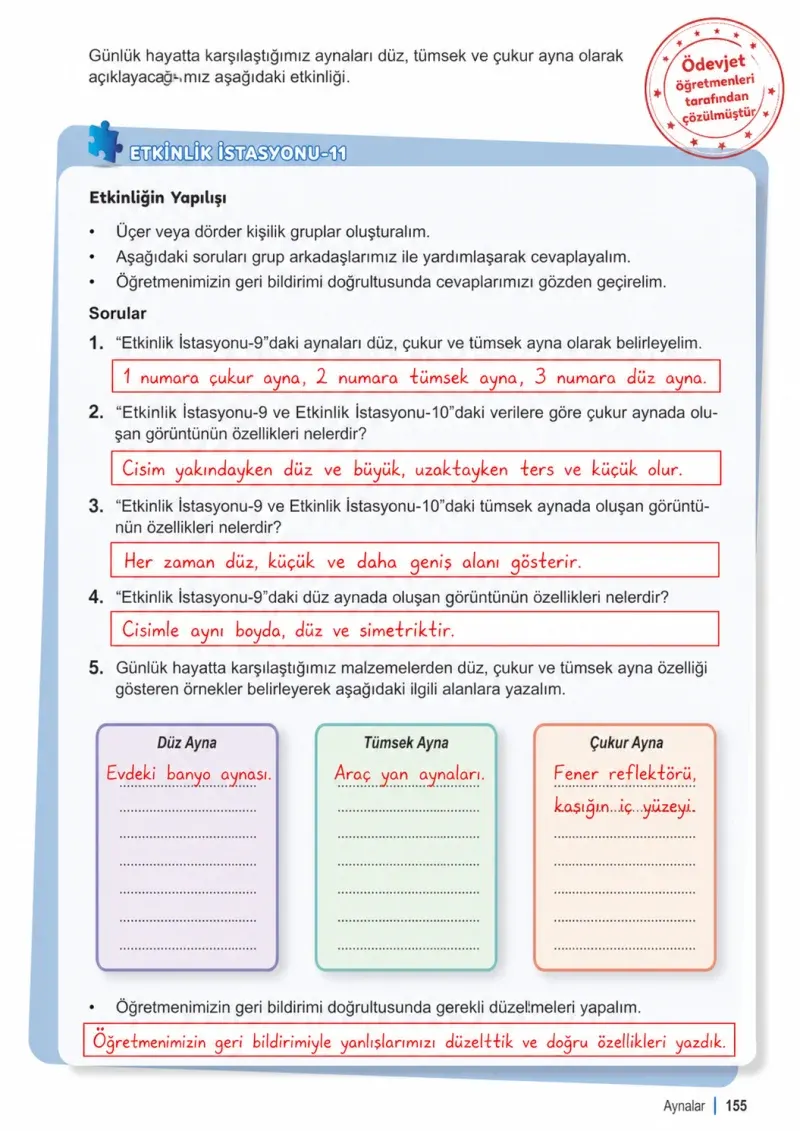 6. Sınıf Fen Bilimleri Ders Kitabı Cevapları Meb Yayınları 1. Kitap Sayfa 155 Çözüm Görseli
