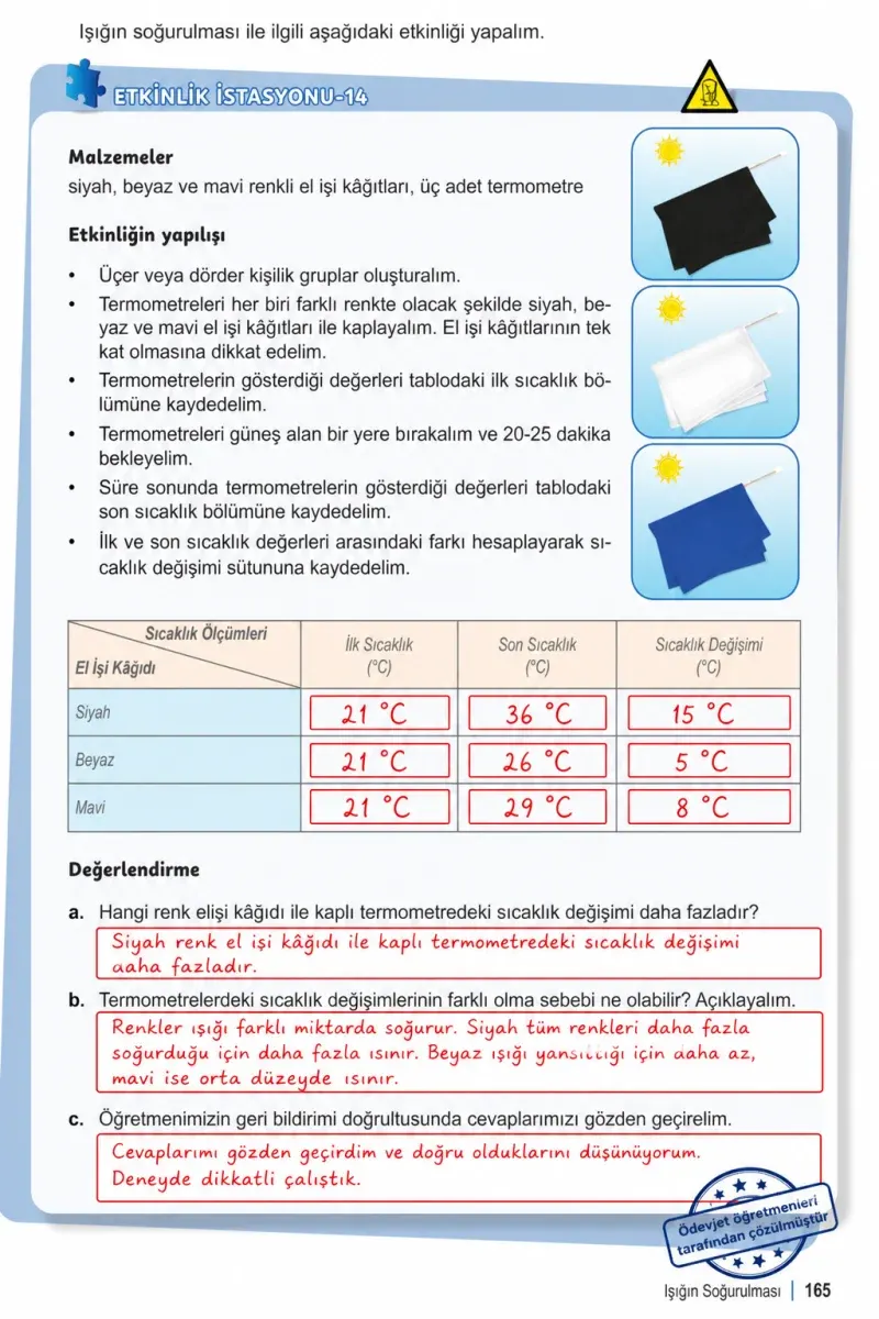 6. Sınıf Fen Bilimleri Ders Kitabı Cevapları Meb Yayınları 1. Kitap Sayfa 165 Çözüm Görseli