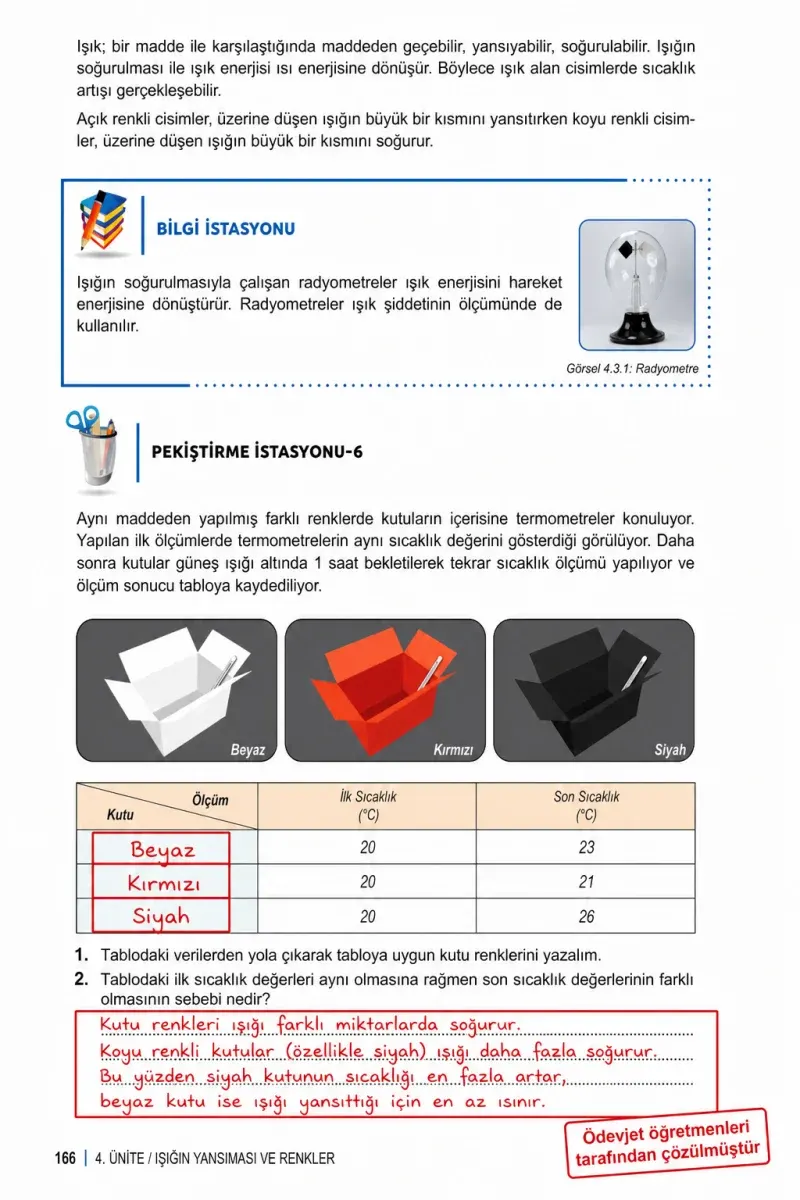 6. Sınıf Fen Bilimleri Ders Kitabı Cevapları Meb Yayınları 1. Kitap Sayfa 166 Çözüm Görseli
