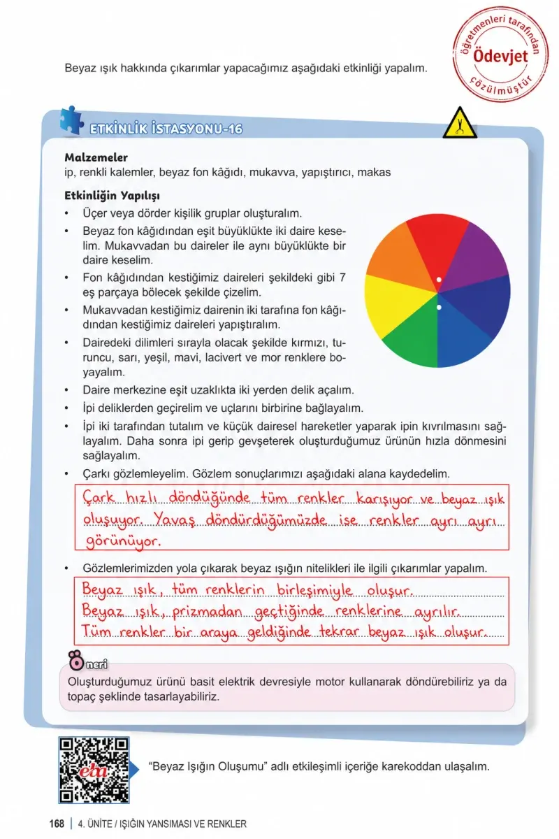 6. Sınıf Fen Bilimleri Ders Kitabı Cevapları Meb Yayınları 1. Kitap Sayfa 168 Çözüm Görseli