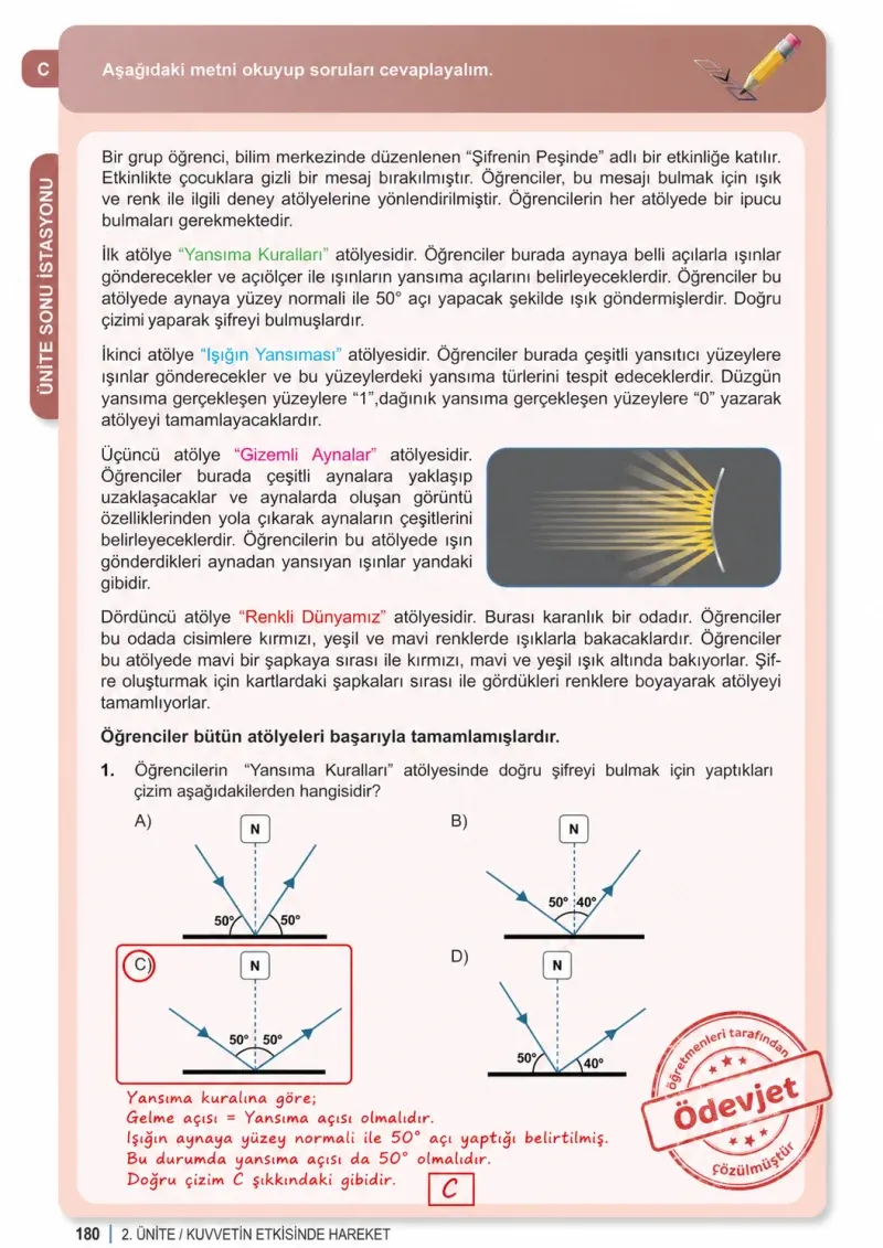 6. Sınıf Fen Bilimleri Ders Kitabı Cevapları Meb Yayınları 1. Kitap Sayfa 180 Çözüm Görseli