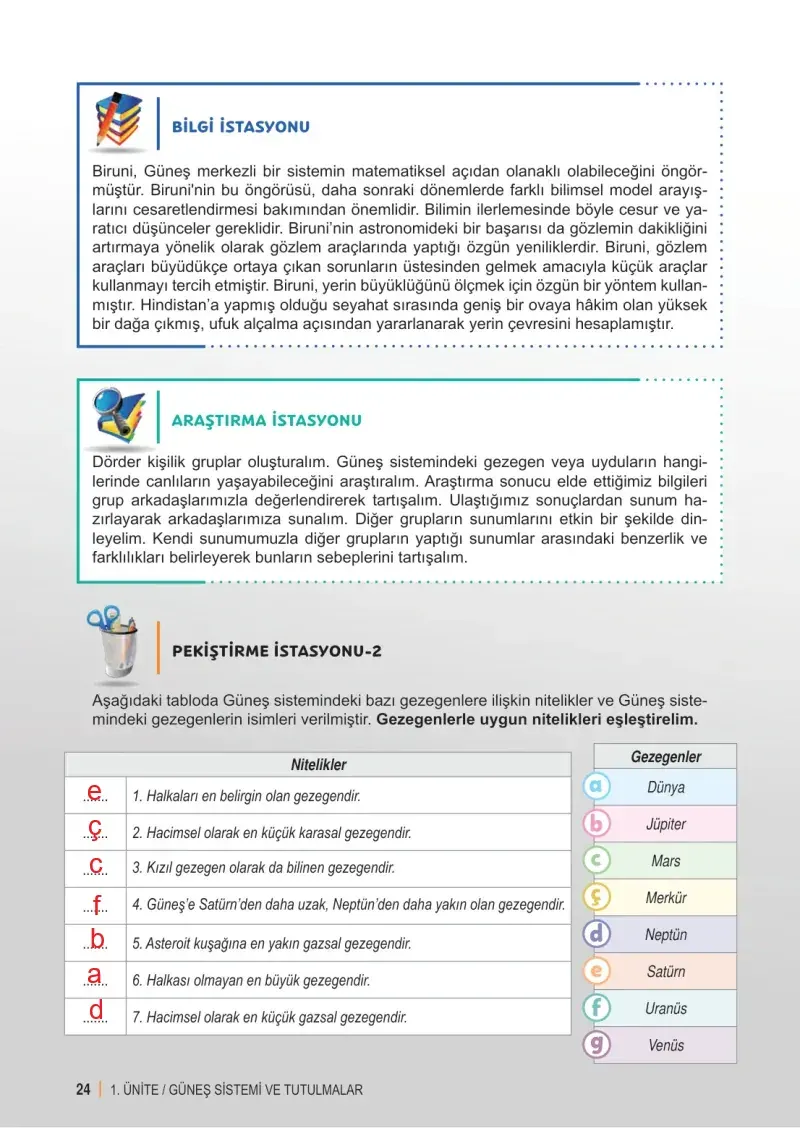 6. Sınıf Fen Bilimleri Ders Kitabı Cevapları Meb Yayınları 1. Kitap Sayfa 24 Çözüm Görseli