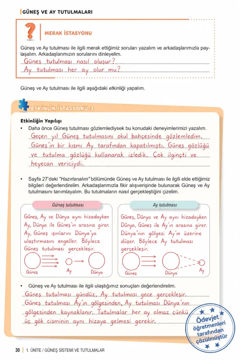 6. Sınıf Fen Bilimleri Ders Kitabı Cevapları Meb Yayınları 1. Kitap Sayfa 30 Çözüm Görseli
