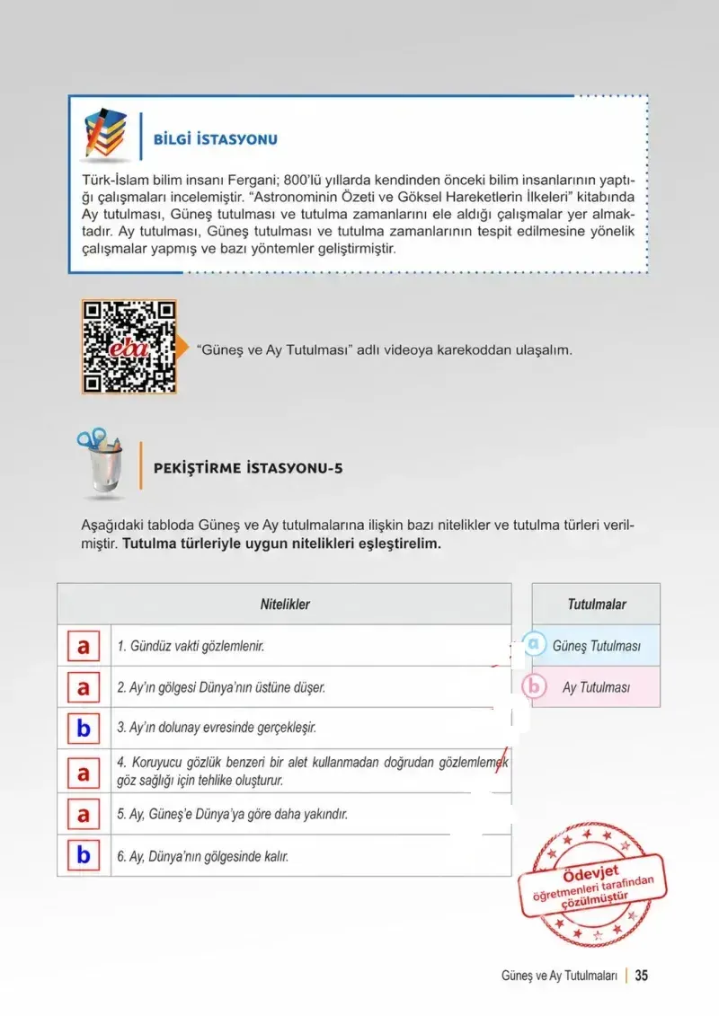 6. Sınıf Fen Bilimleri Ders Kitabı Cevapları Meb Yayınları 1. Kitap Sayfa 35 Çözüm Görseli