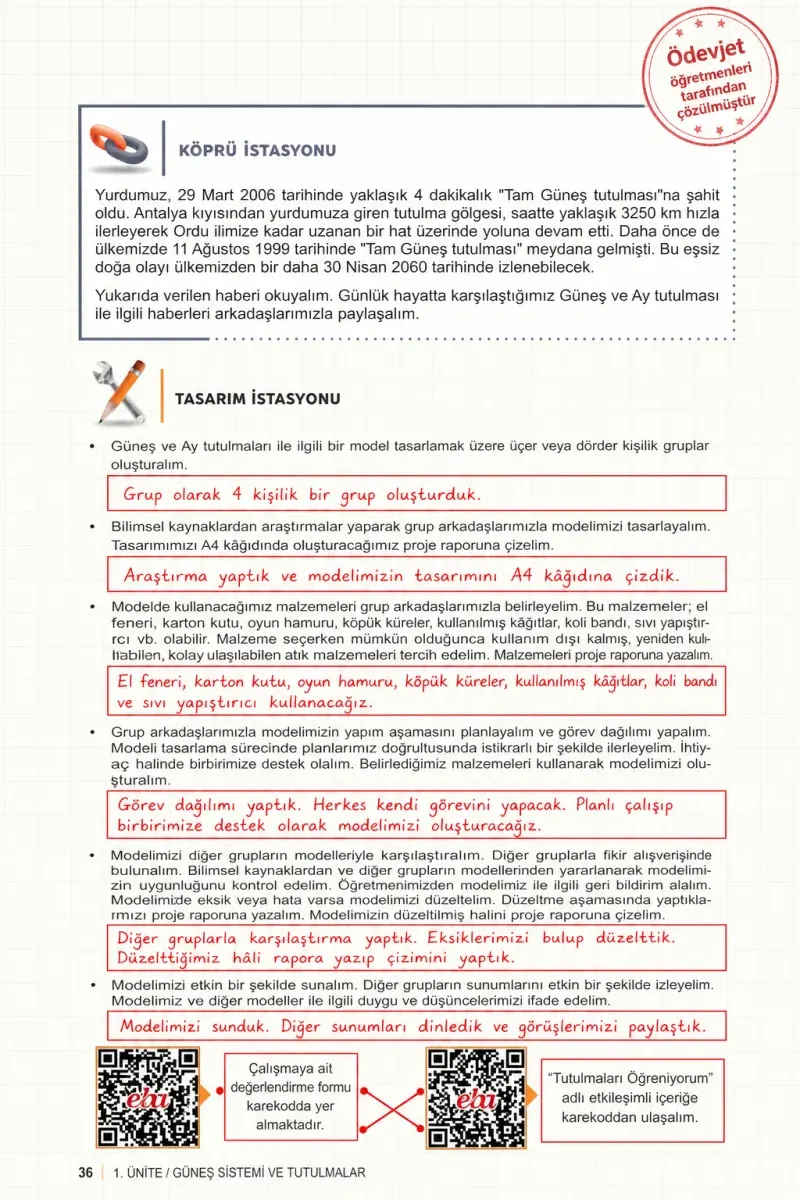 6. Sınıf Fen Bilimleri Ders Kitabı Cevapları Meb Yayınları 1. Kitap Sayfa 36 Çözüm Görseli