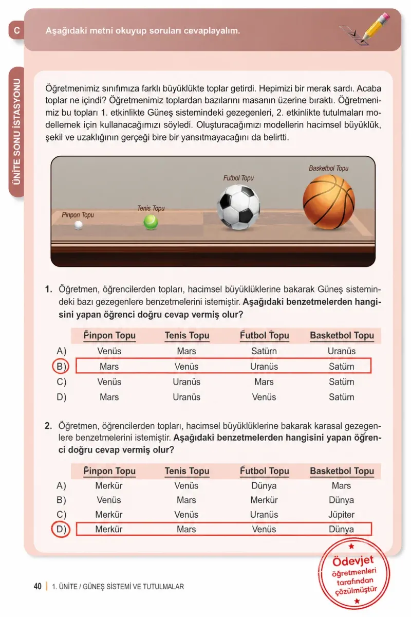 6. Sınıf Fen Bilimleri Ders Kitabı Cevapları Meb Yayınları 1. Kitap Sayfa 40 Çözüm Görseli