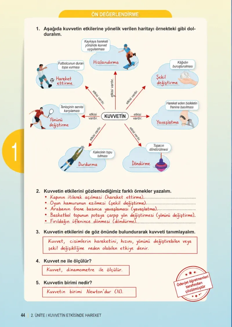 6. Sınıf Fen Bilimleri Ders Kitabı Cevapları Meb Yayınları 1. Kitap Sayfa 44 Çözüm Görseli