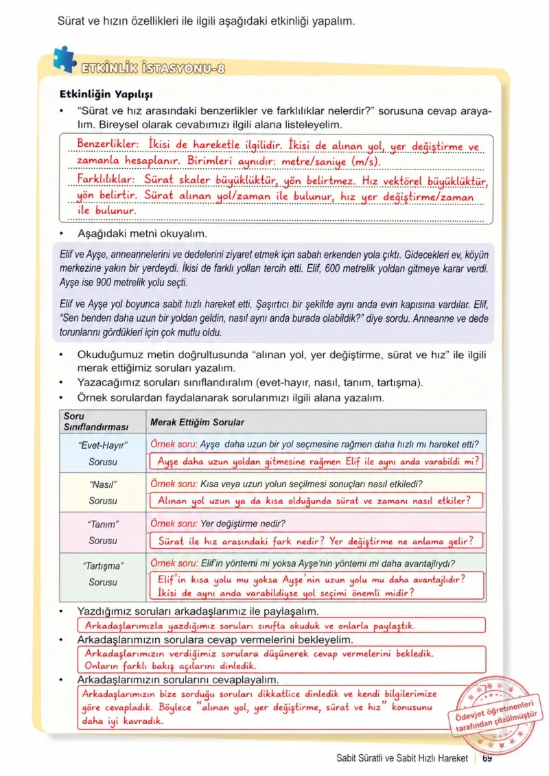 6. Sınıf Fen Bilimleri Ders Kitabı Cevapları Meb Yayınları 1. Kitap Sayfa 69 Çözüm Görseli