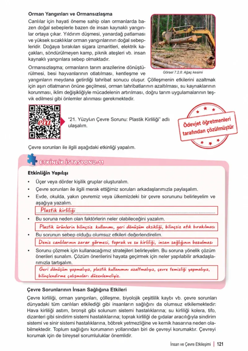 6. Sınıf Fen Bilimleri Ders Kitabı Cevapları Meb Yayınları 2. Kitap Sayfa 121 Çözüm Görseli