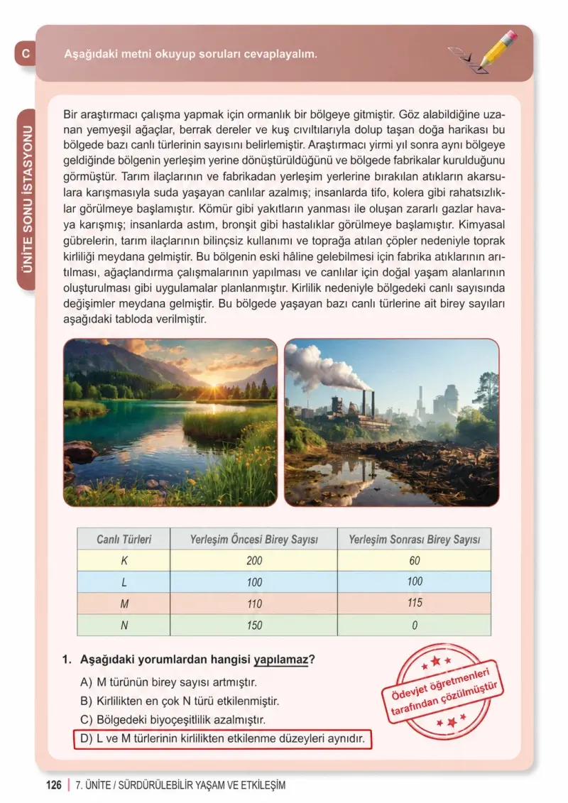 6. Sınıf Fen Bilimleri Ders Kitabı Cevapları Meb Yayınları 2. Kitap Sayfa 126 Çözüm Görseli