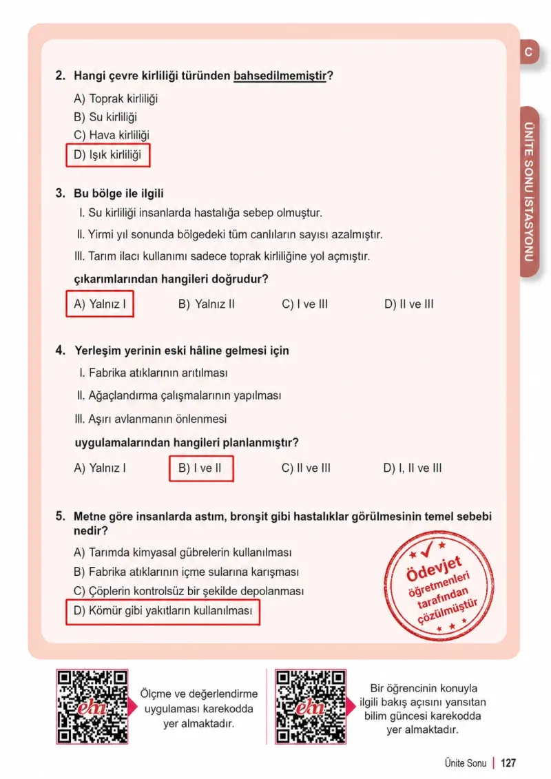 6. Sınıf Fen Bilimleri Ders Kitabı Cevapları Meb Yayınları 2. Kitap Sayfa 127 Çözüm Görseli