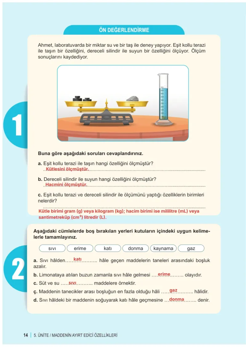 6. Sınıf Fen Bilimleri Ders Kitabı Cevapları Meb Yayınları 2. Kitap Sayfa 14 Çözüm Görseli