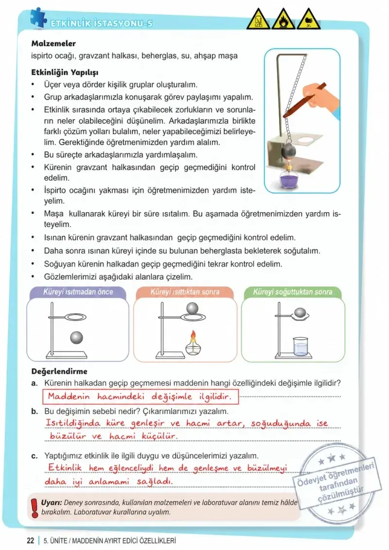 6. Sınıf Fen Bilimleri Ders Kitabı Cevapları Meb Yayınları 2. Kitap Sayfa 22 Çözüm Görseli
