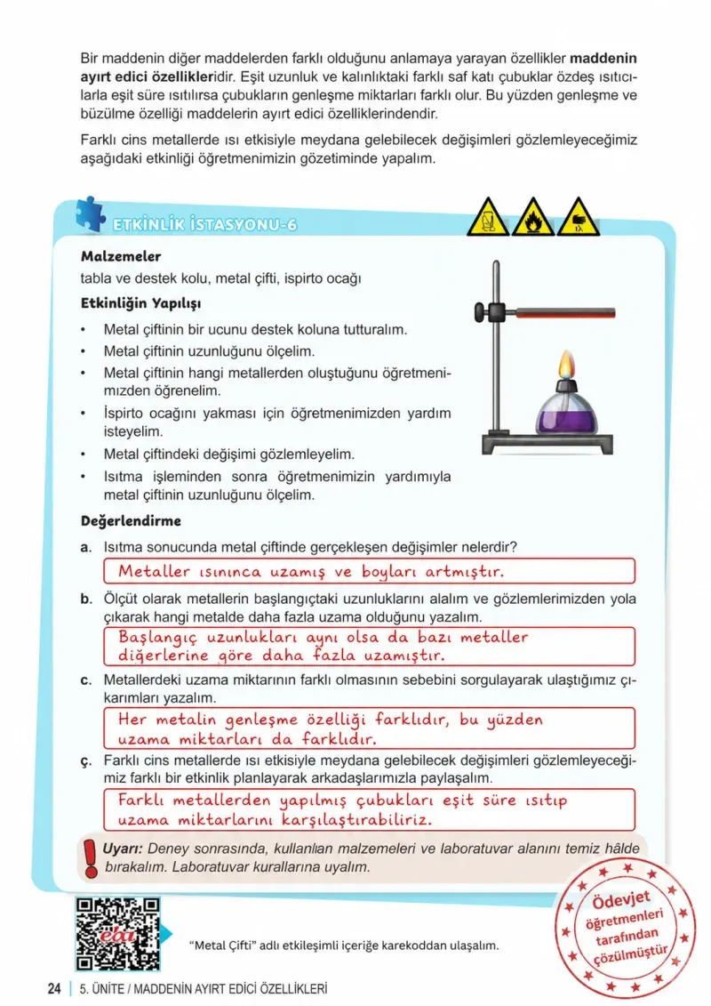 6. Sınıf Fen Bilimleri Ders Kitabı Cevapları Meb Yayınları 2. Kitap Sayfa 24 Çözüm Görseli