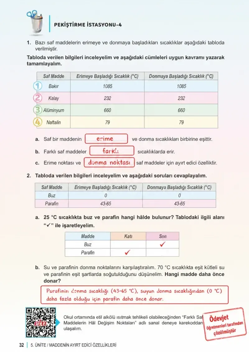 6. Sınıf Fen Bilimleri Ders Kitabı Cevapları Meb Yayınları 2. Kitap Sayfa 32 Çözüm Görseli