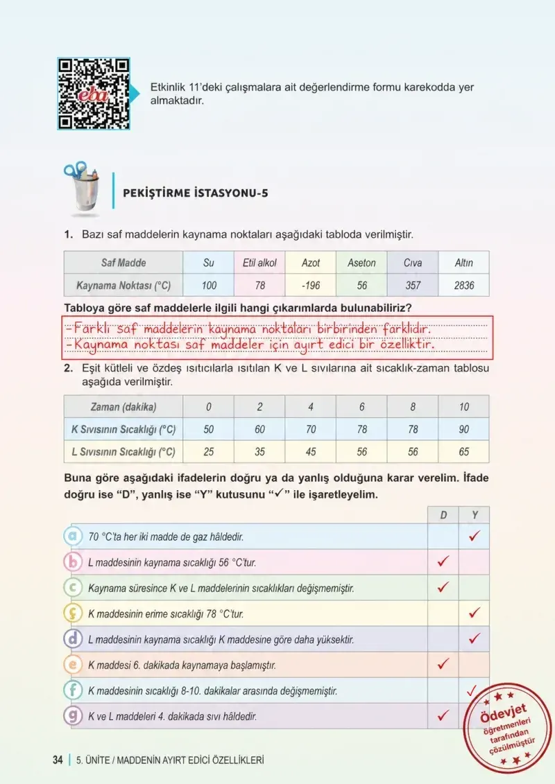 6. Sınıf Fen Bilimleri Ders Kitabı Cevapları Meb Yayınları 2. Kitap Sayfa 34 Çözüm Görseli