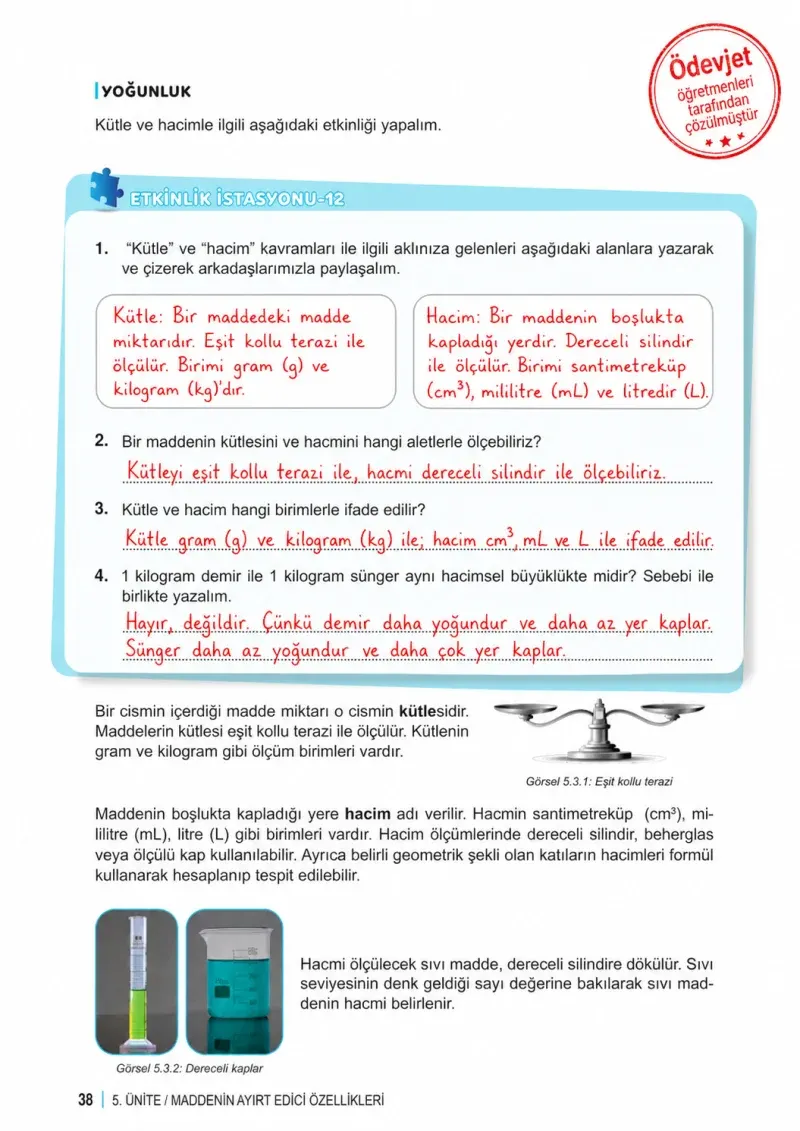 6. Sınıf Fen Bilimleri Ders Kitabı Cevapları Meb Yayınları 2. Kitap Sayfa 38 Çözüm Görseli