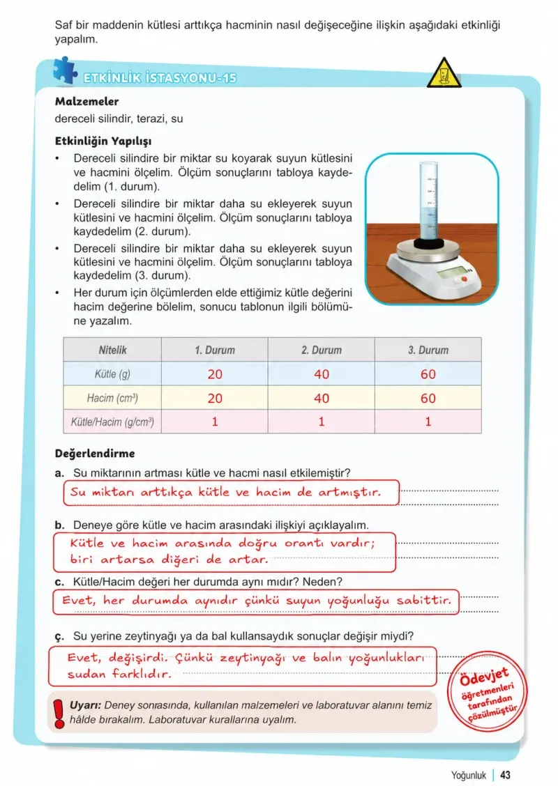 6. Sınıf Fen Bilimleri Ders Kitabı Cevapları Meb Yayınları 2. Kitap Sayfa 43 Çözüm Görseli