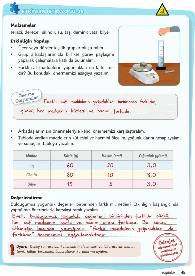 6. Sınıf Fen Bilimleri Ders Kitabı Cevapları Meb Yayınları 2. Kitap Sayfa 45 Çözüm Görseli