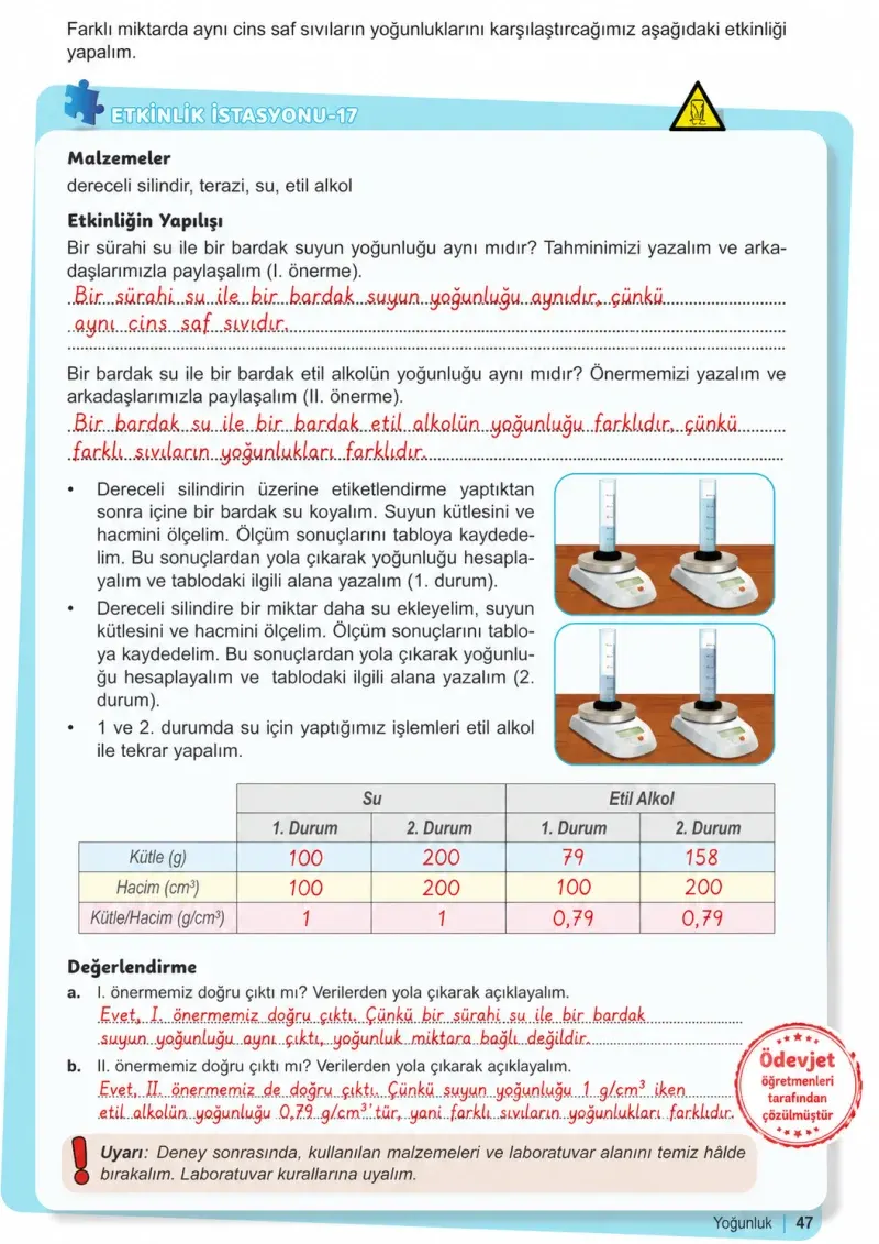 6. Sınıf Fen Bilimleri Ders Kitabı Cevapları Meb Yayınları 2. Kitap Sayfa 47 Çözüm Görseli