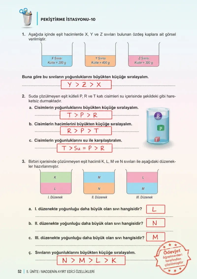 6. Sınıf Fen Bilimleri Ders Kitabı Cevapları Meb Yayınları 2. Kitap Sayfa 52 Çözüm Görseli
