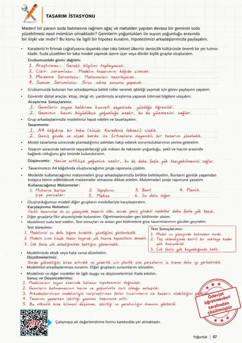 6. Sınıf Fen Bilimleri Ders Kitabı Cevapları Meb Yayınları 2. Kitap Sayfa 57 Çözüm Görseli