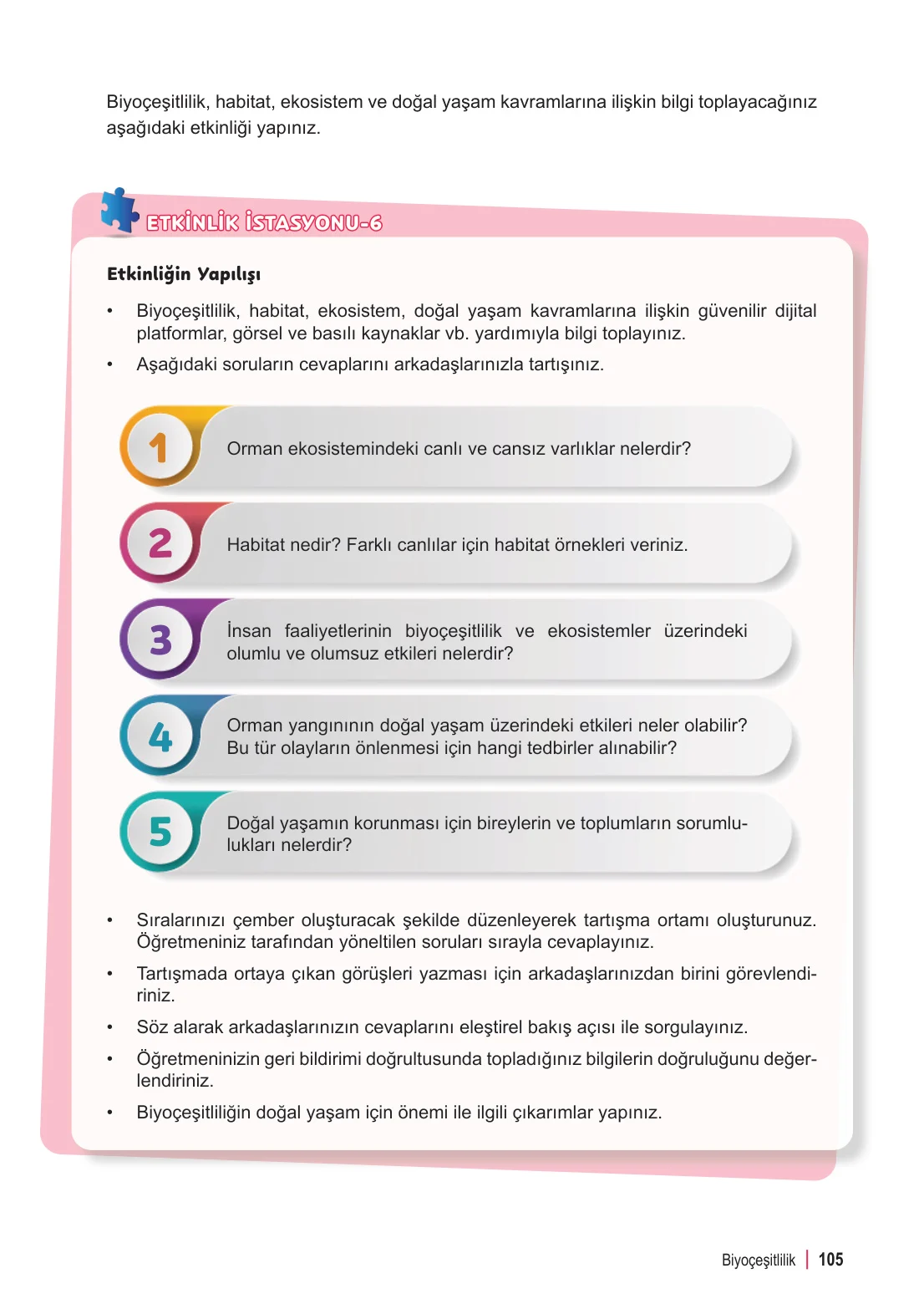 6. Sınıf Fen Bilimleri Ders Kitabı Cevapları Meb Yayınları 2. Kitap Sayfa 105