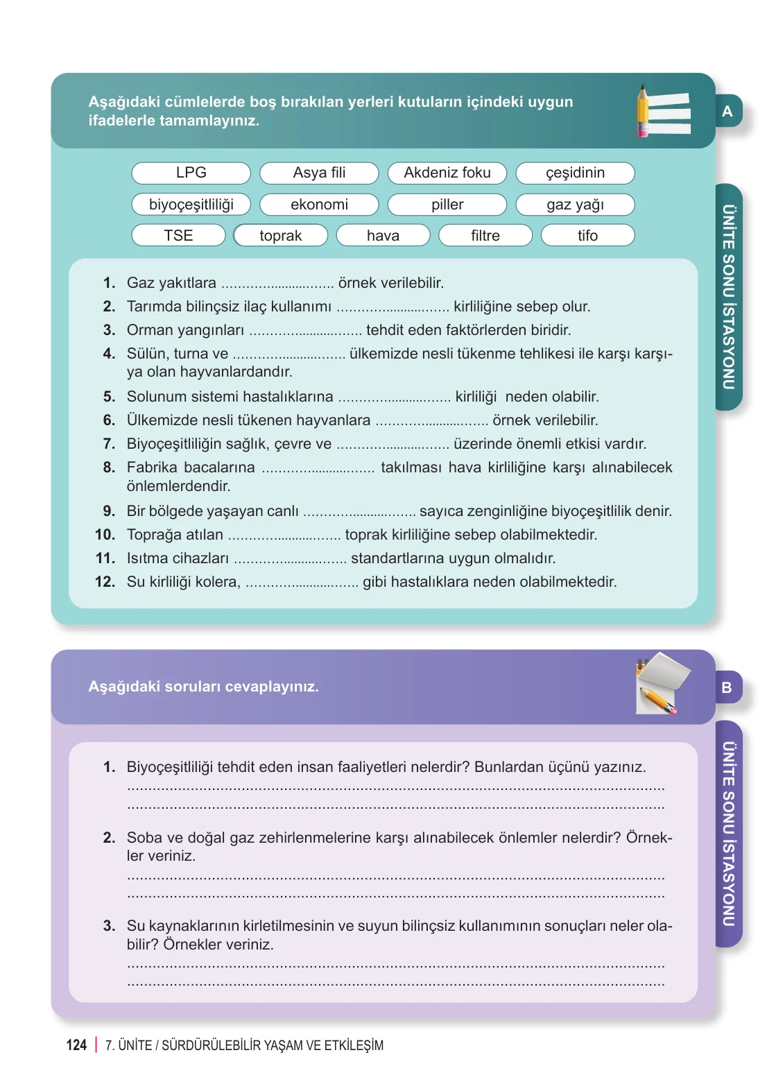 6. Sınıf Fen Bilimleri Ders Kitabı Cevapları Meb Yayınları 2. Kitap Sayfa 124
