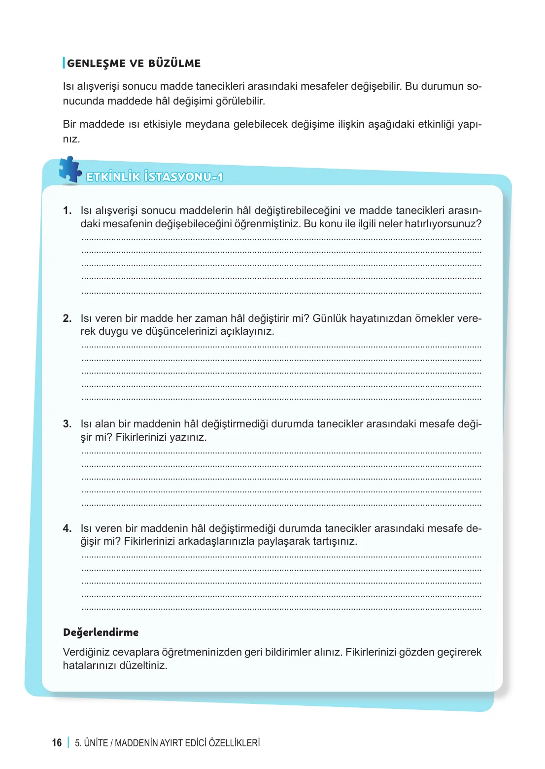 6. Sınıf Fen Bilimleri Ders Kitabı Cevapları Meb Yayınları 2. Kitap Sayfa 16