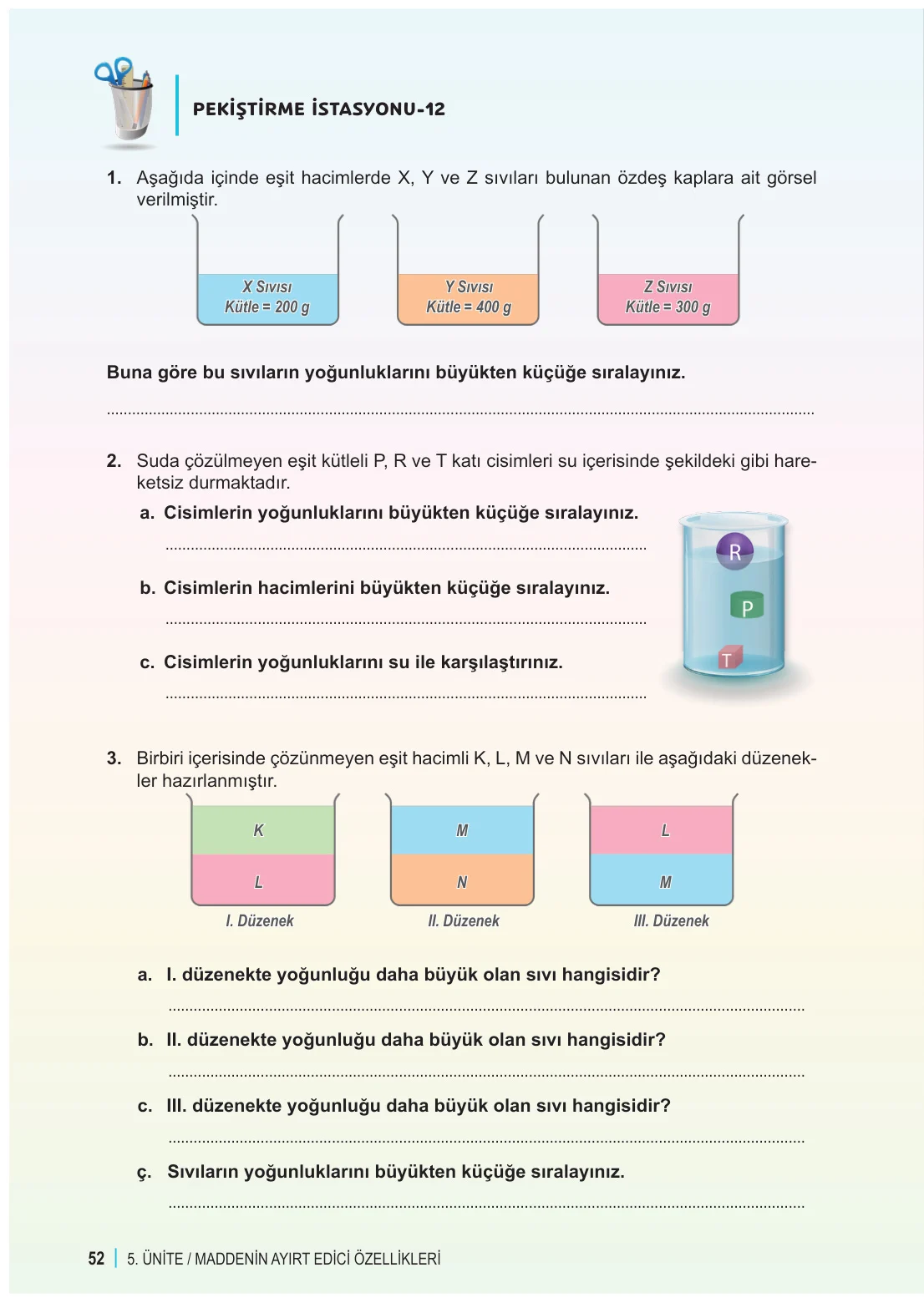 6. Sınıf Fen Bilimleri Ders Kitabı Cevapları Meb Yayınları 2. Kitap Sayfa 52