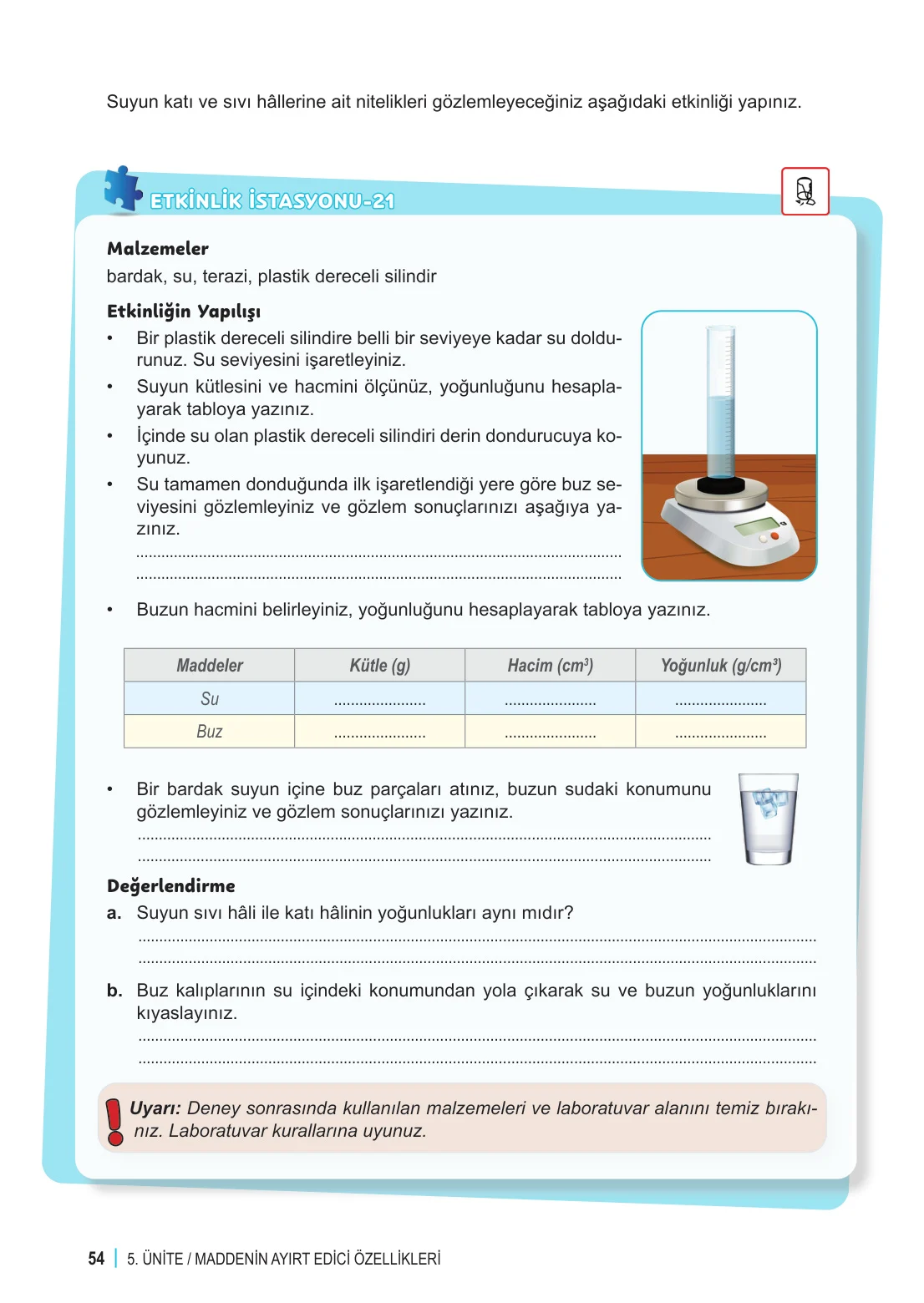 6. Sınıf Fen Bilimleri Ders Kitabı Cevapları Meb Yayınları 2. Kitap Sayfa 54