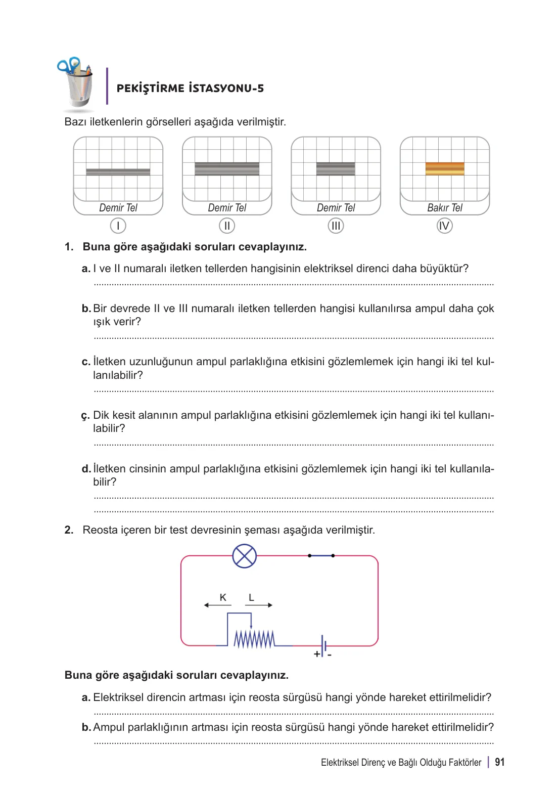 6. Sınıf Fen Bilimleri Ders Kitabı Cevapları Meb Yayınları 2. Kitap Sayfa 91