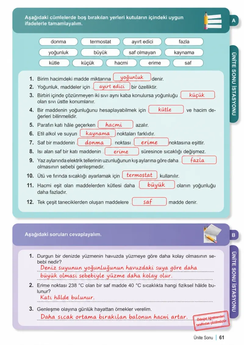 6. Sınıf Fen Bilimleri Ders Kitabı Cevapları Meb Yayınları 2. Kitap Sayfa 61 Çözüm Görseli