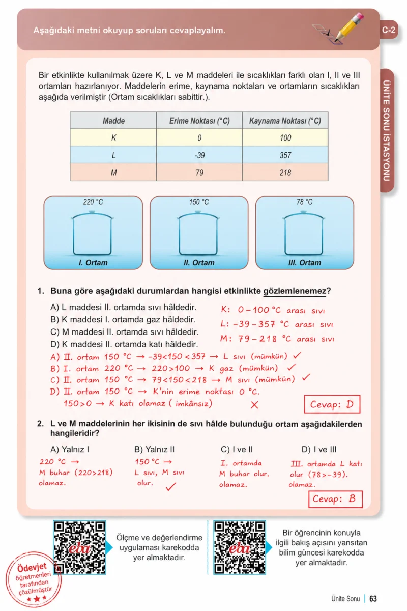 6. Sınıf Fen Bilimleri Ders Kitabı Cevapları Meb Yayınları 2. Kitap Sayfa 63 Çözüm Görseli