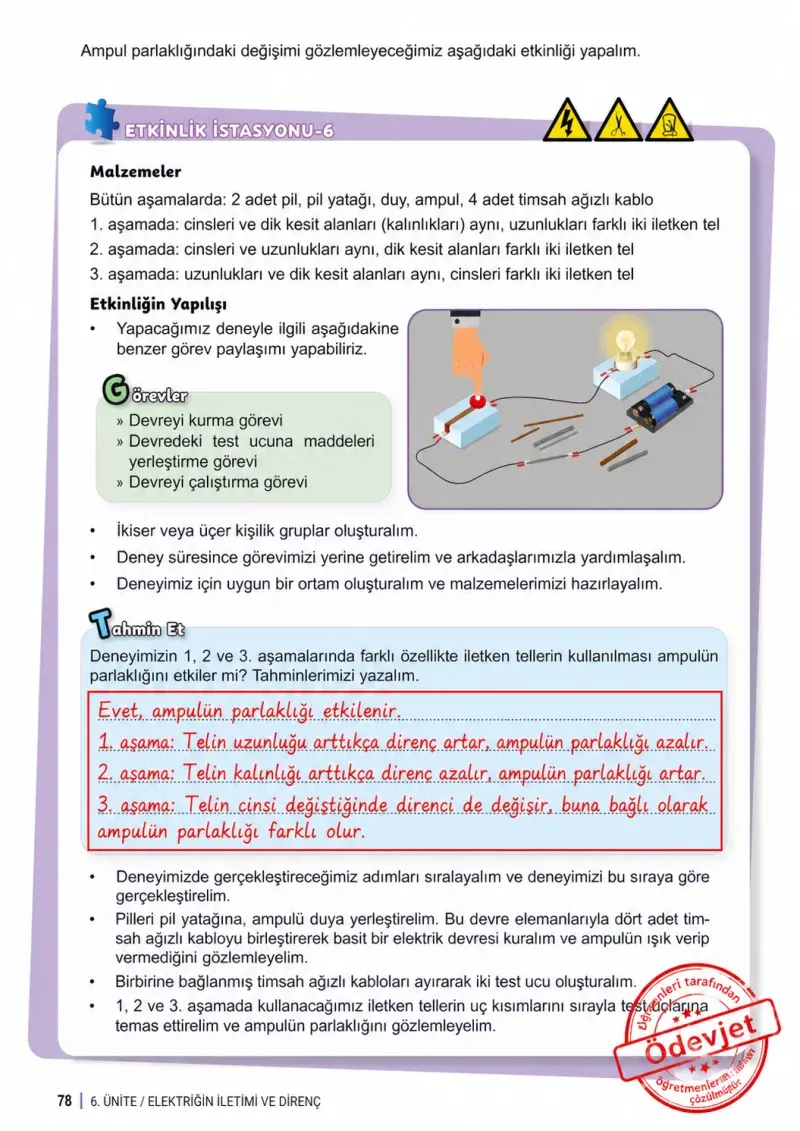 6. Sınıf Fen Bilimleri Ders Kitabı Cevapları Meb Yayınları 2. Kitap Sayfa 78 Çözüm Görseli