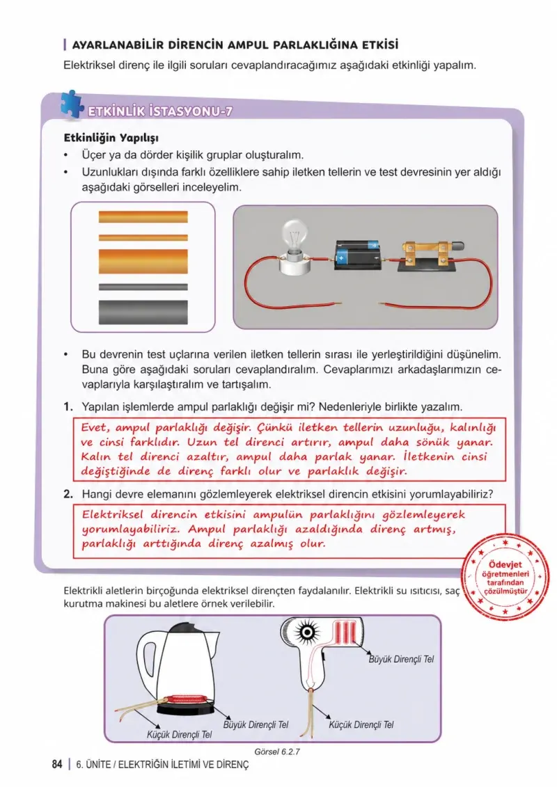 6. Sınıf Fen Bilimleri Ders Kitabı Cevapları Meb Yayınları 2. Kitap Sayfa 84 Çözüm Görseli