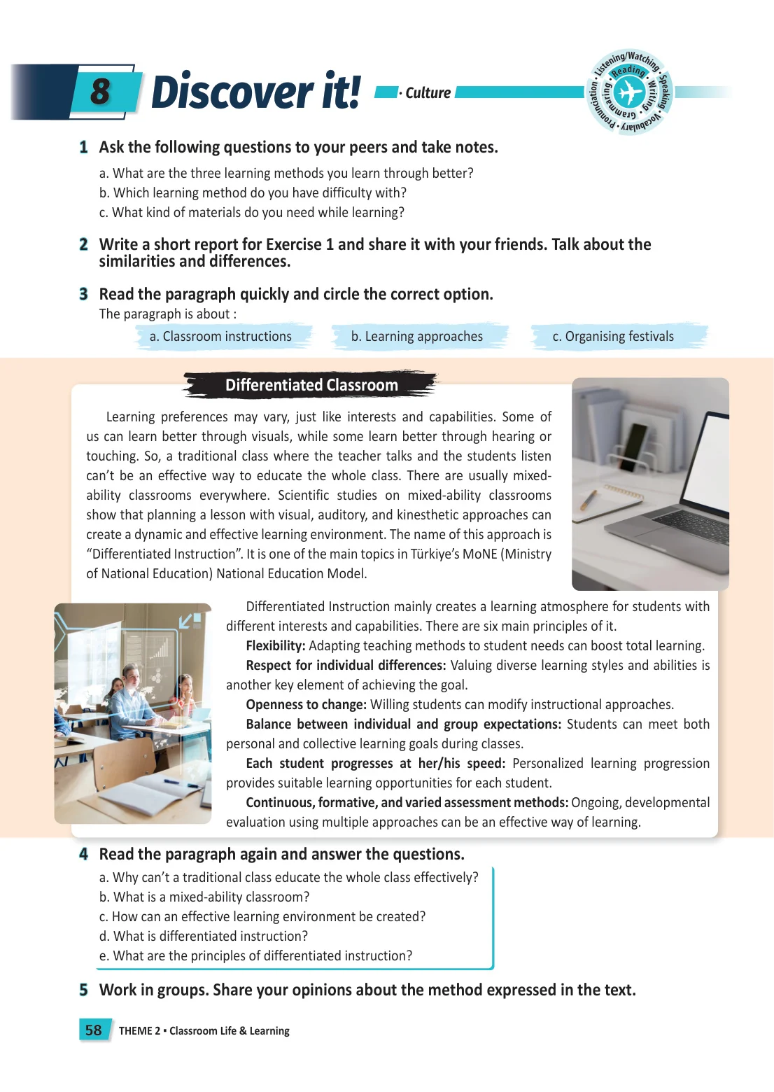 6. Sınıf İngilizce Ders Kitabı Cevapları Çoklu Yabancı Dil Eğitim Modeli Meb Yayınları Sayfa 58