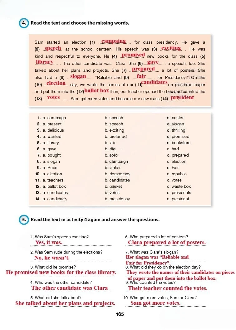 6. Sınıf İngilizce Ders Kitabı Cevapları Hecce Yayınları Sayfa 165 Çözüm Görseli