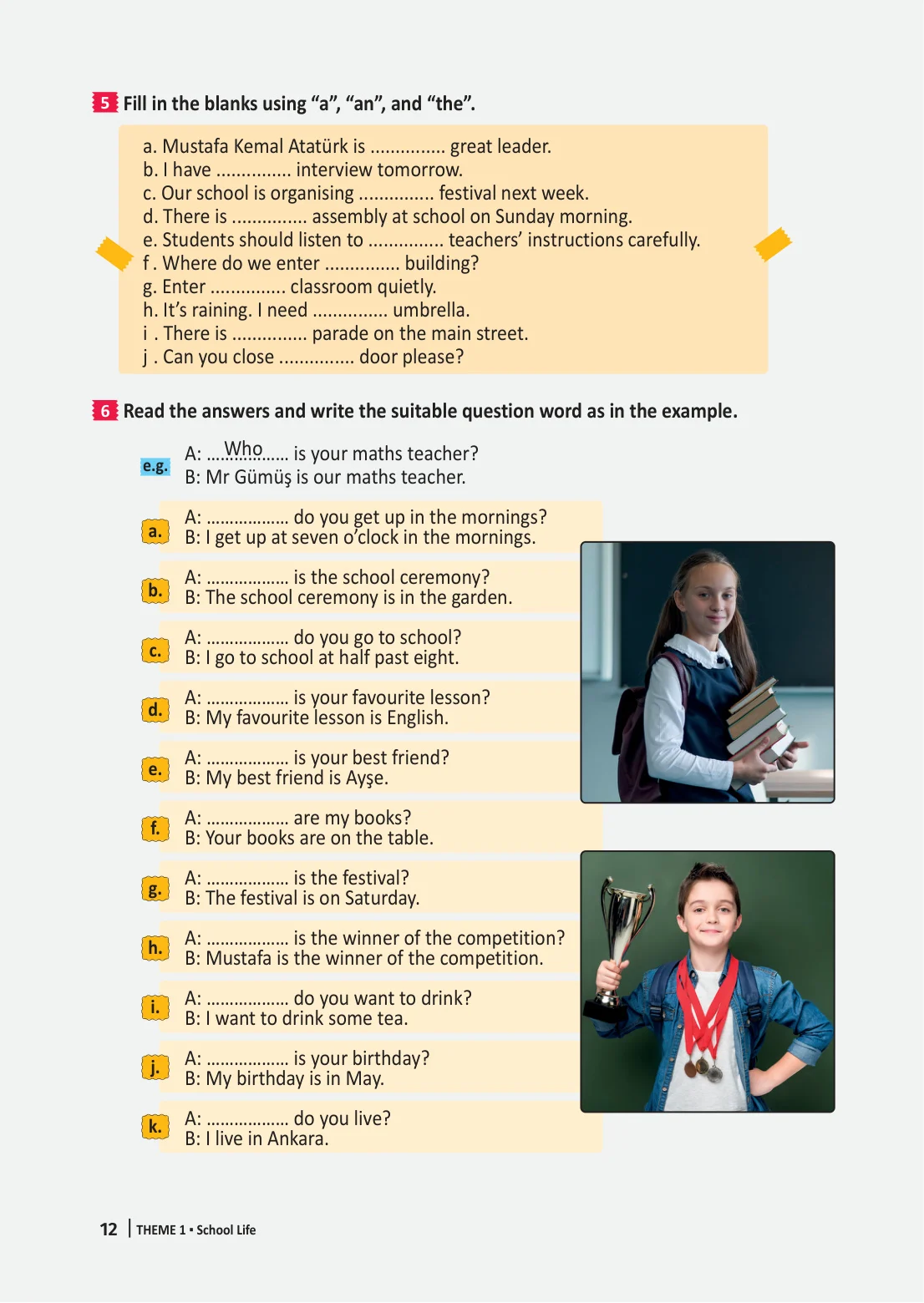6. Sınıf İngilizce Ders Kitabı Cevapları Meb Yayınları Çalışma Kitabı Sayfa 12