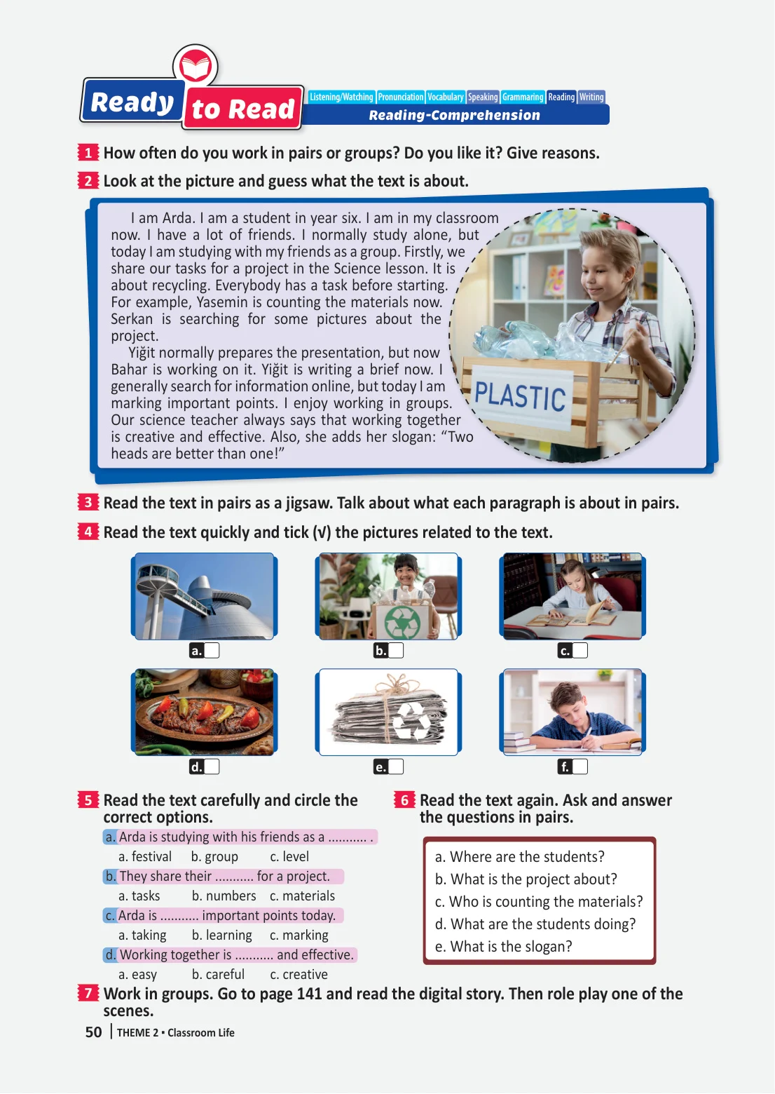 6. Sınıf İngilizce Ders Kitabı Cevapları Meb Yayınları Sayfa 50