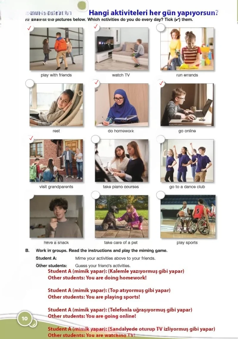 6. Sınıf İngilizce Ders Kitabı Cevapları Özgün Yayınları Sayfa 10 Çözüm Görseli