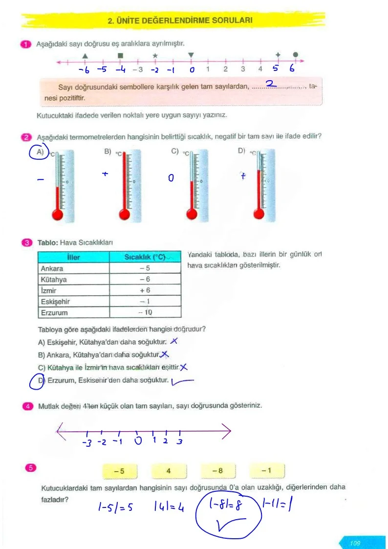 6. Sınıf Matematik Ders Kitabı Cevapları Ata Yayınları Sayfa 109 Çözüm Görseli