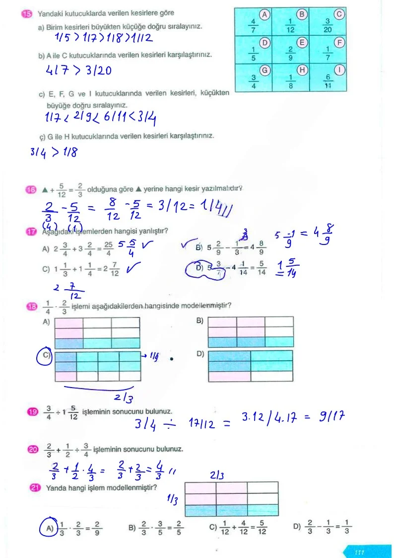 6. Sınıf Matematik Ders Kitabı Cevapları Ata Yayınları Sayfa 111 Çözüm Görseli