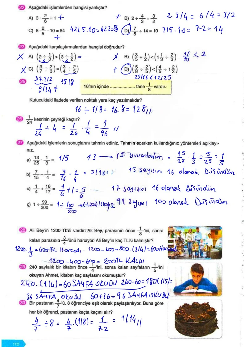 6. Sınıf Matematik Ders Kitabı Cevapları Ata Yayınları Sayfa 112 Çözüm Görseli
