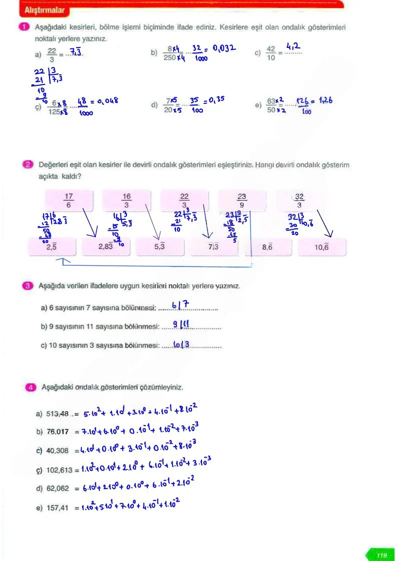 6. Sınıf Matematik Ders Kitabı Cevapları Ata Yayınları Sayfa 119 Çözüm Görseli