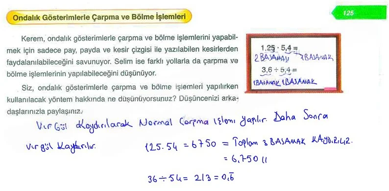 6. Sınıf Matematik Ders Kitabı Cevapları Ata Yayınları Sayfa 125 Çözüm Görseli